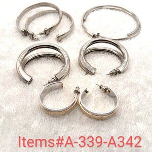 4 pair of silver earrings, Items # A-339--A-342 , wt .  56 grams